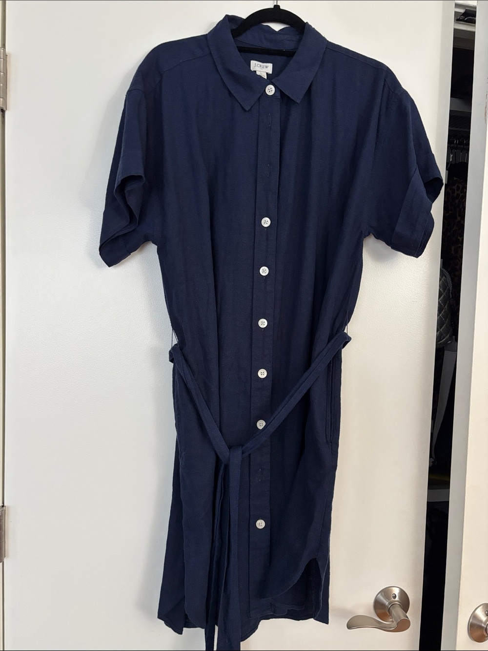 J. Crew Navy Button-Front Short Sleeve Shirt Dress